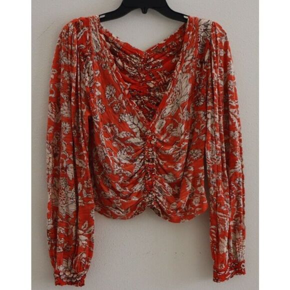 Free People OB1406076 Women Sz M Blood Orange Combo Say The Word Cropped Top $78 - Picture 1 of 8